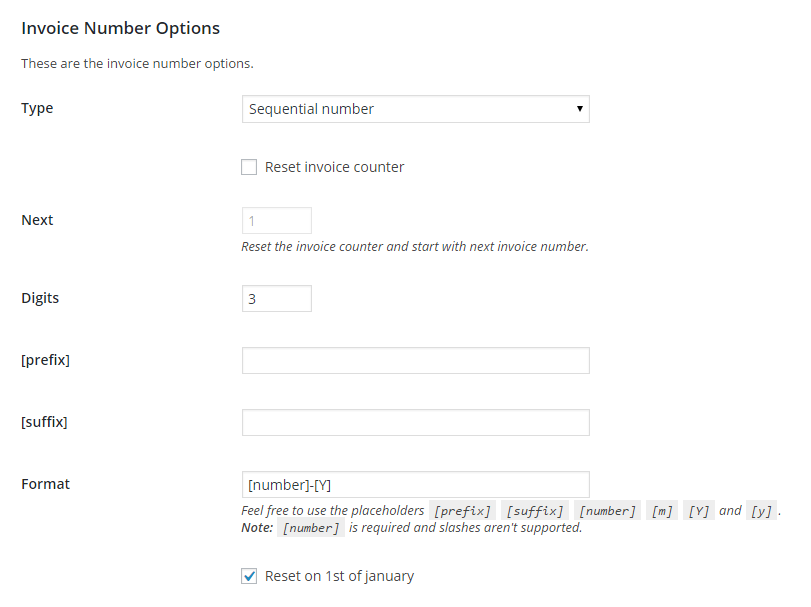 Sequential invoice numbering